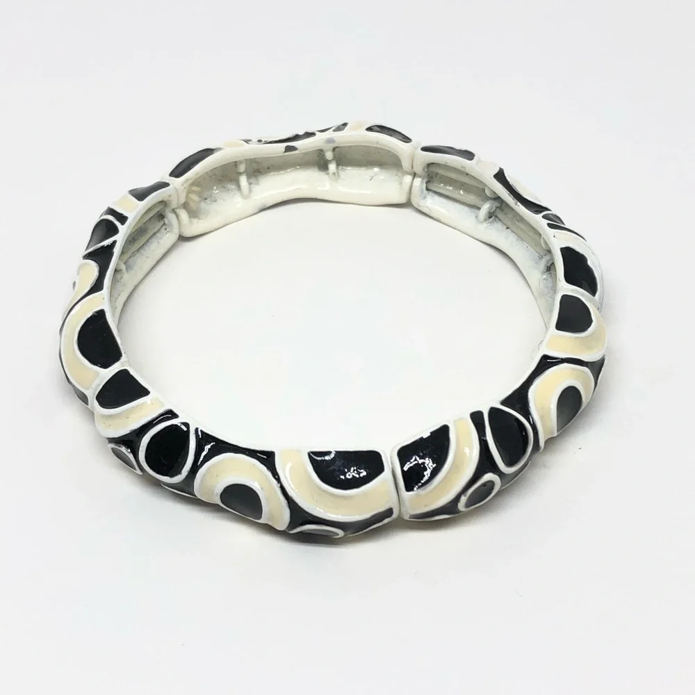 Black & White Retro Cloisonne Stretch Brac…